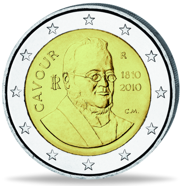 2 Euro „Camillo Benso Graf von Cavour“ Vorderseite