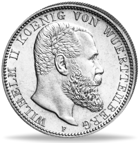 Württemberg 2 Mark „König Wilhelm II.“ - Münze Vorderseite