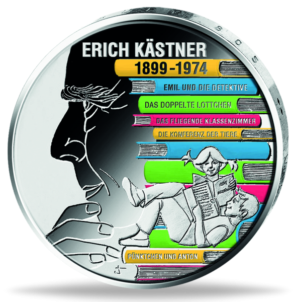 20 Euro Erich Kästner, 2024, Stilber, st, Farbappli. - Münze Vorderseite