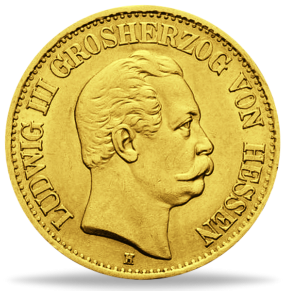 10 Mark „Großherzog Ludwig III.“ 1873 - Gold - Münze Vorderseite