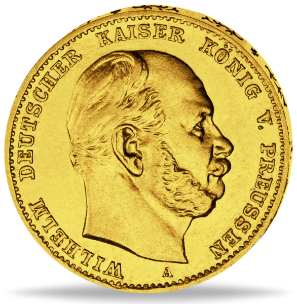 Preußen 10 Mark Kaiser Wilhelm I. - Buchstabe B 1876 - Gold - Münze Vorderseite