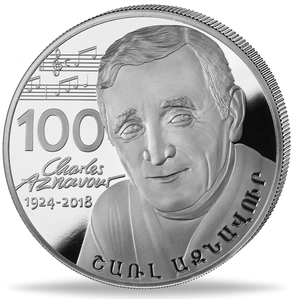 Armenien 500 Dram Charles Aznavour 1 Unze Silber 2024 - Münze Vorderseite