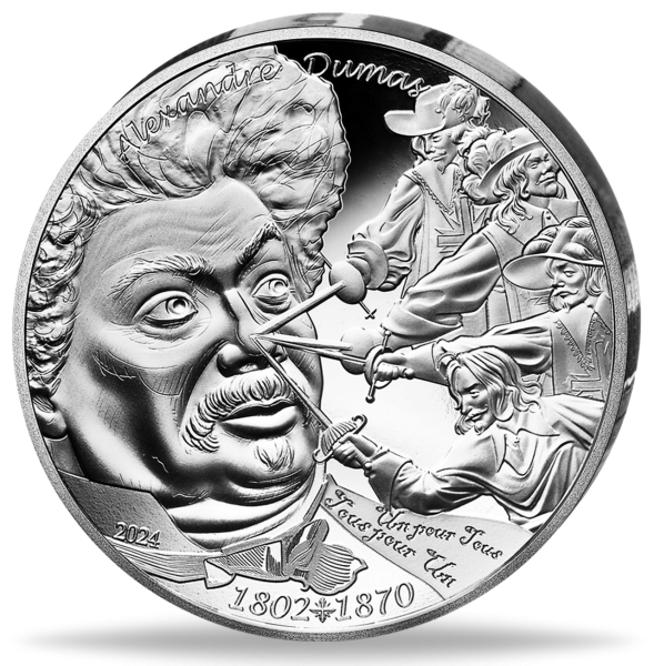 10 € Alexandre Dumas & die 3 Musketiere, 2024, Silber, PP - Münze Vorderseite