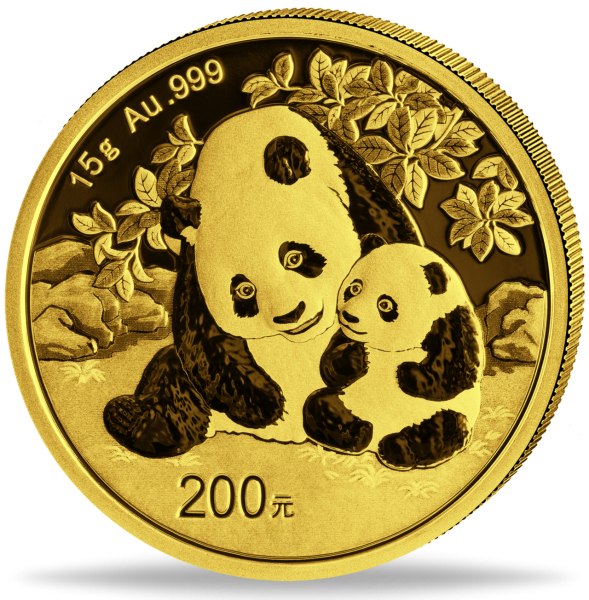 China 200 Yuan Panda 15 Gramm Gold 2024 - Münze Vorderseite