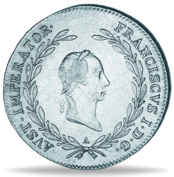 20 Kreuzer „Kaiser Franz - Lorbeerkranz“ 1825-1830 - Münze Vorderseite