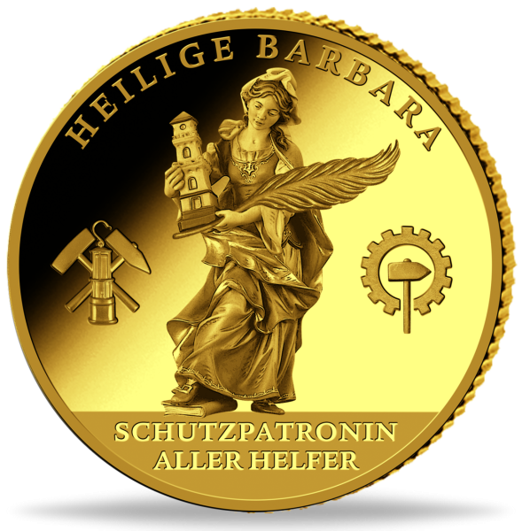 Heilige Barbara Gold-Gedenkprägung zur 10 Euro 2025 THW, PP - Münze Vorderseite