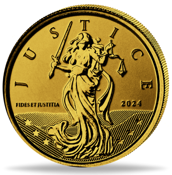 Gibraltar 5 Pfund Lady Justice 1/10 Unze Gold 2024 - Münze Vorderseite