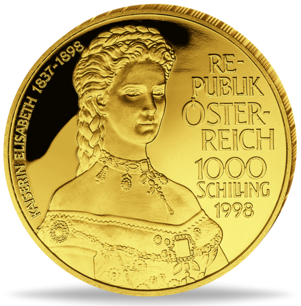 1.000 Schilling Kaiserin Elisabeth, Sissi Gold - Münze Vorderseite