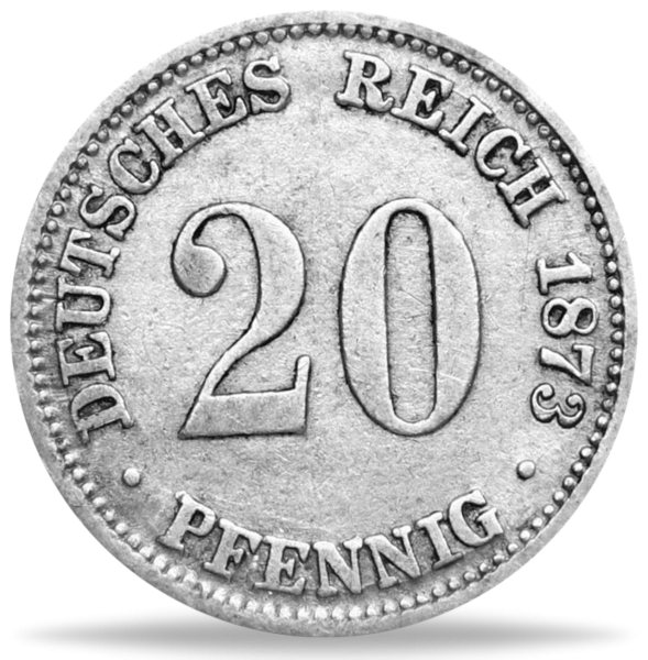 20 Pfennig „Kleiner Adler - A“ 1873 - Silber - Münze Vorderseite