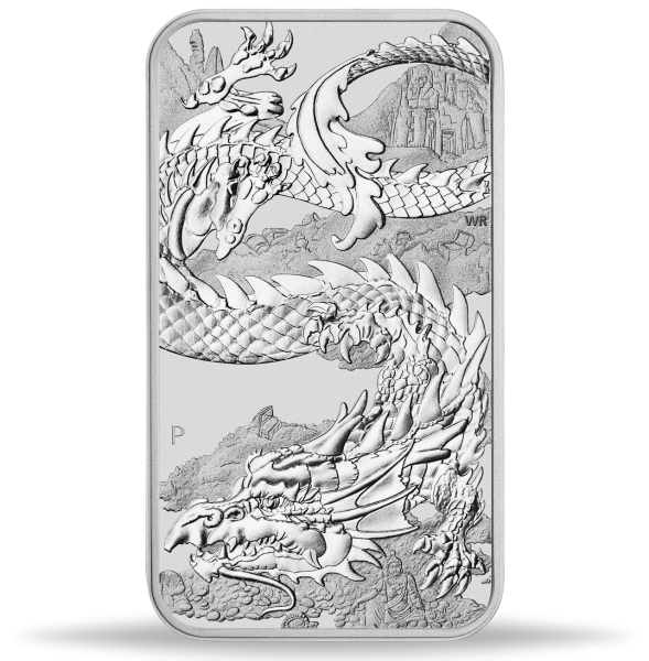 1 $ Rectangle Dragon 1 oz Ag - Münze Vorderseite