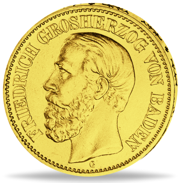 Baden 10 Mark „Großherzog Friedrich I.“ 1872 - Gold - Münze Vorderseite