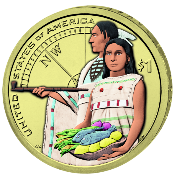 1 US Dollar Sacagawea - Gastfreundschaft - 2014 - Münze Vorderseite