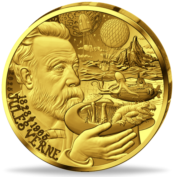 20 Euro Jules Verne, 2025, 1/10 oz reinstes Gold, PP - Münze Vorderseite