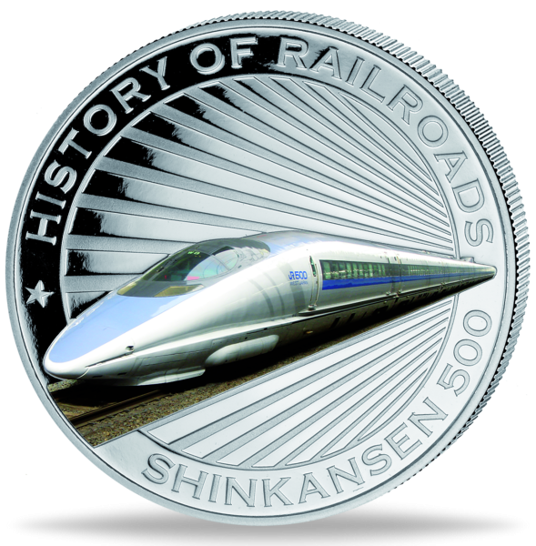 5 Dollar Shinkansen 500 - Vorderseite Farbmünze