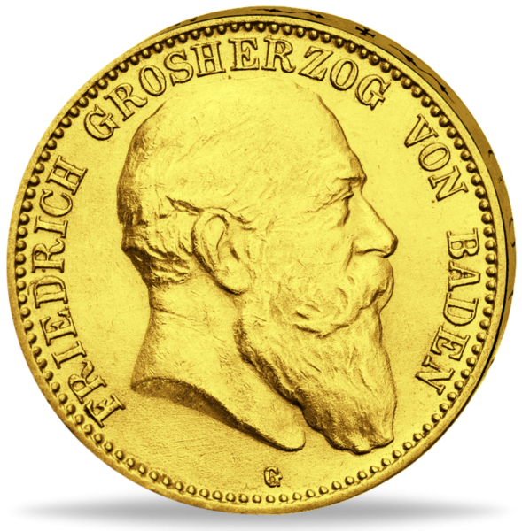 Baden, 10 Mark „Großherzog Friedrich I.“ 1905 - Gold - Münze Vorderseite