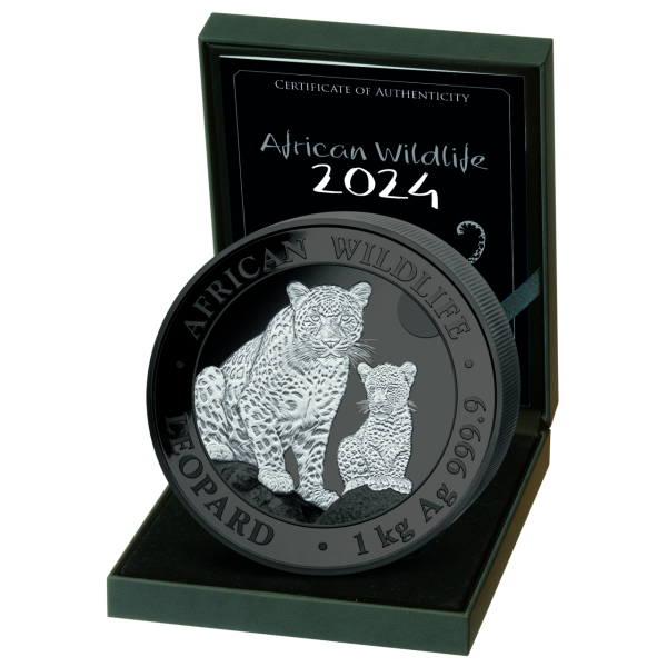 2000 Shilling Leopark 1kg Silber - Münze in Kassette