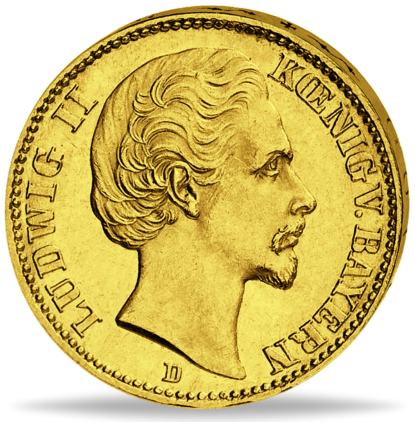 20 Mark Bayern- Ludwig II - Gold - Münze Vorderseite