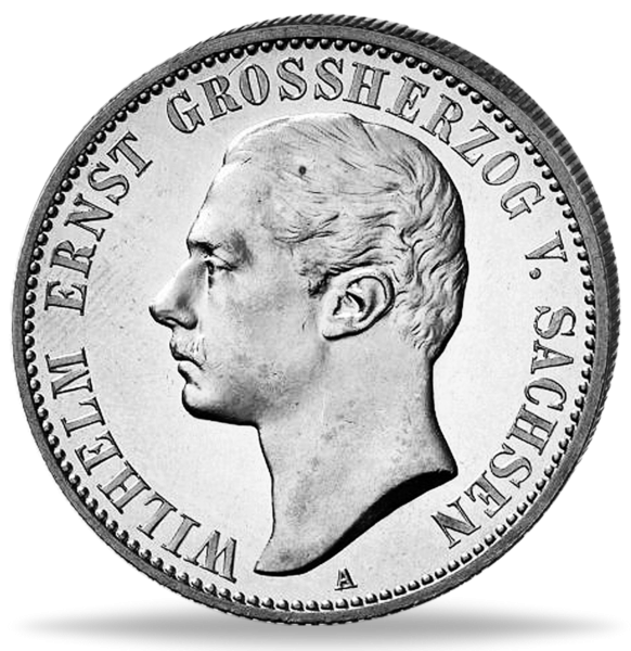 2 Mark „Großherzog Ernst Wilhelm“ 1901 - Silber - Münze Vorderseite