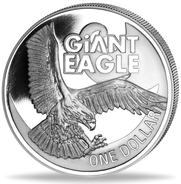 Neuseeland, 1 $ Giant Eagle 2009, Silber Polierte Platte - Münze Vorderseite