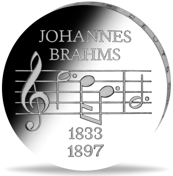 5 Mark der DDR Johannes Brahms - Münze Vorderseite