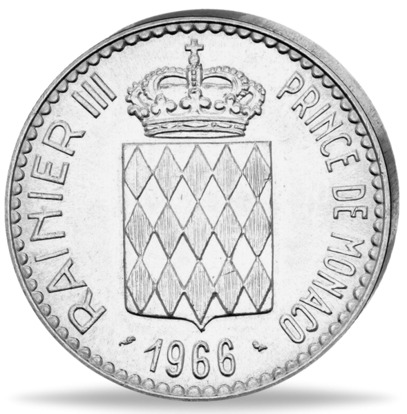 Monaco, 10 Francs Charles III., 1966, Silber Rückseite