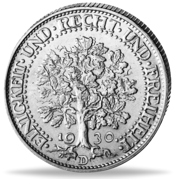 5 Reichsmark Eichbaum 1930, Prägebuchstabe (A) J.331 - Silber - Voderseite Münze