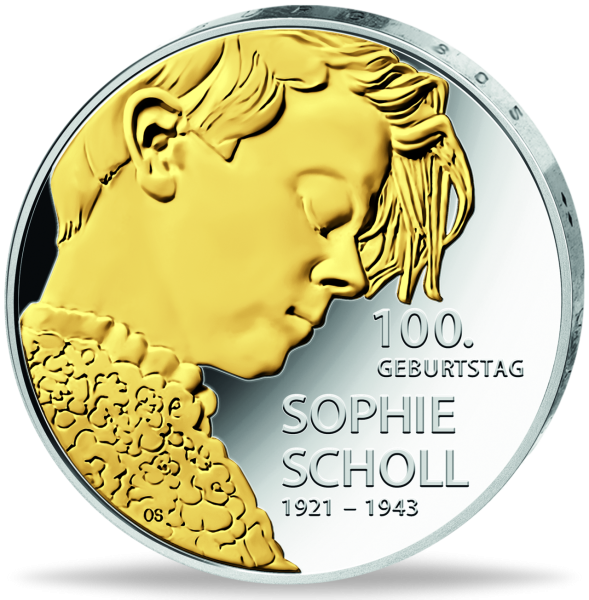 20 Euro Sophie Scholl Vergoldung - Vorderseite