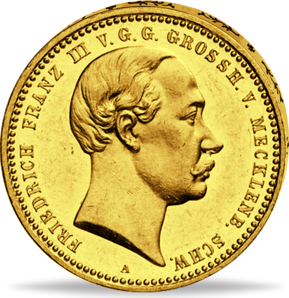 10 Mark „Friedrich Franz III. - 1890 A“ (Jaeger 232) - Gold - Münze Vorderseite