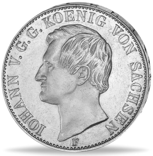 Vereinstaler 1857-1859, König Johann - Vorderseite historische Silbermünze