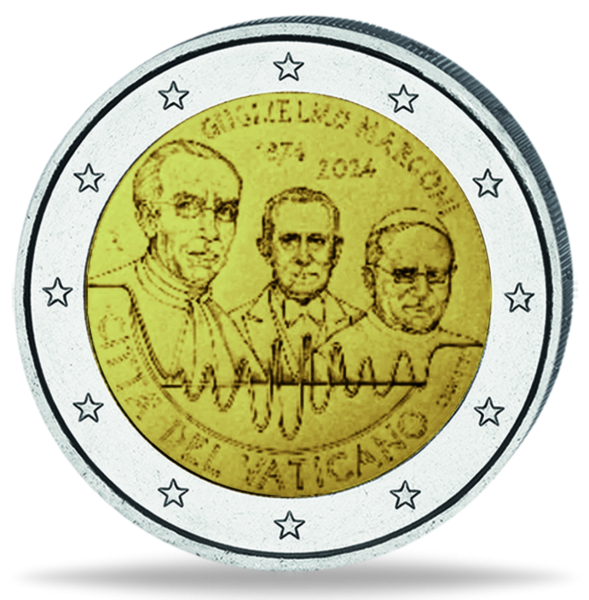 Vatikan, 2 Euro Guglielmo Marconi, 2024, bfr. - Münze Vorderseite