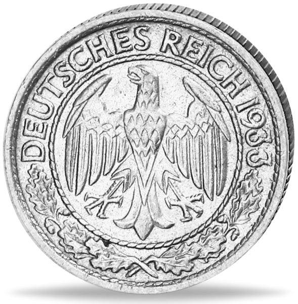 50 Reichspfennig - G - Nickel - Münze Vorderseite