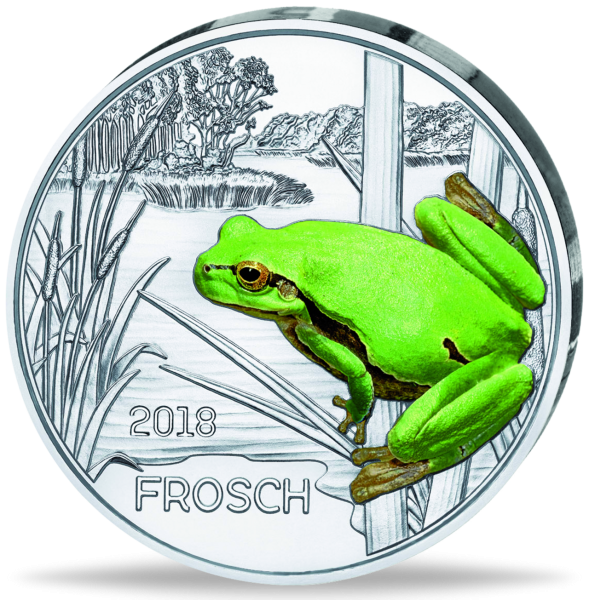 3 Euro „Laubfrosch“, Motiv leuchtet im Dunkeln - Münze Vorderseite