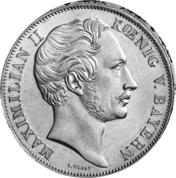 Doppelgulden 1855, König Maximilian II. - Mariensäule (T.97) - Münze Vorderseite