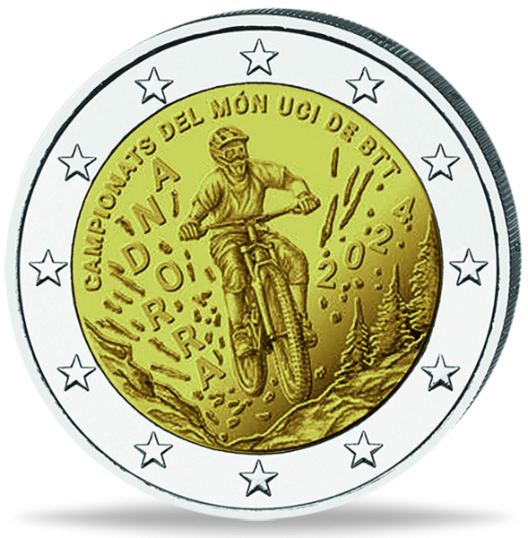 Andorra, 2 Euro Mountainbike-WM, 2024, bfr. in Coincard - Münze Vorderseite