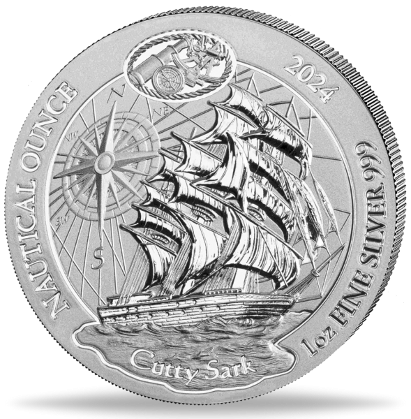 Ruanda 50 RWF. Nautical Ounce Cutty Sark 1 Unze Silber 2024 - Münze Vorderseite