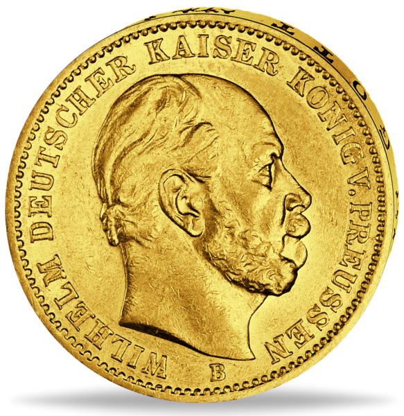 Preußen 20 Mark „Kaiser Wilhelm I. - B“ 1875 - Gold - Münze Vorderseite