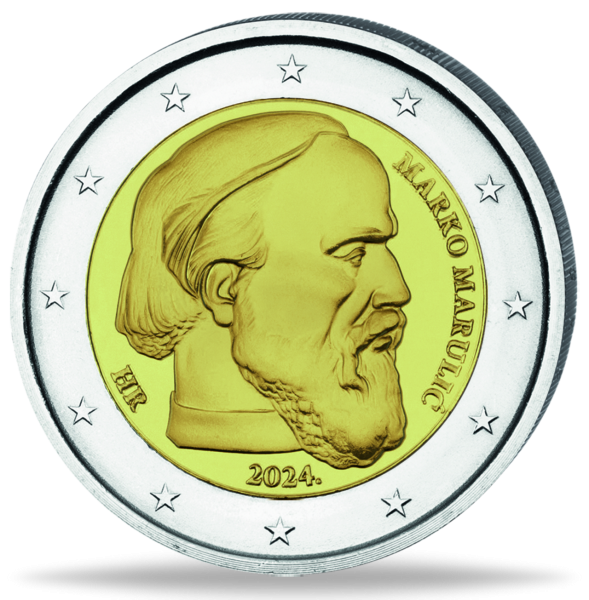 Kroatien, 2 Euro Marko Manulic, 2024, bfr. in Coincard - Münze Vorderseite