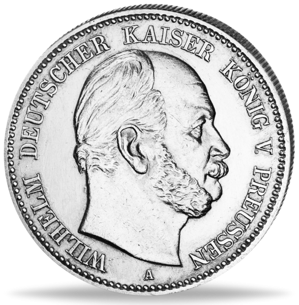 2 Mark „Kaiser Wilhelm I. - A“ 1876 - Silber - Münze Vorderseite