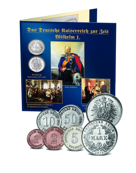 Notgeld Satz 1 Pfennig bis 1 Mark Reichsgründer Wilhelm I - inkl. Sammelmappe