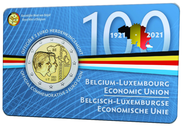 2 Euro 100 Jahre BLEU Coincard NL - Vorderseite Münze