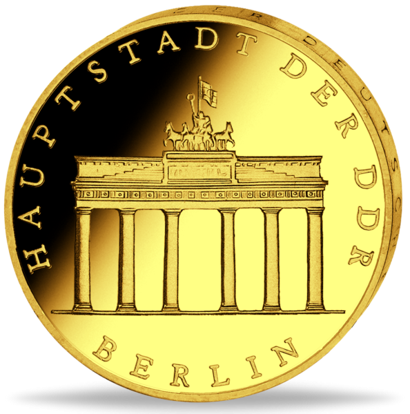 DDR, 5 Mark 1971, Brandenburger Tor - mit Goldveredelung Münze Vorderseite