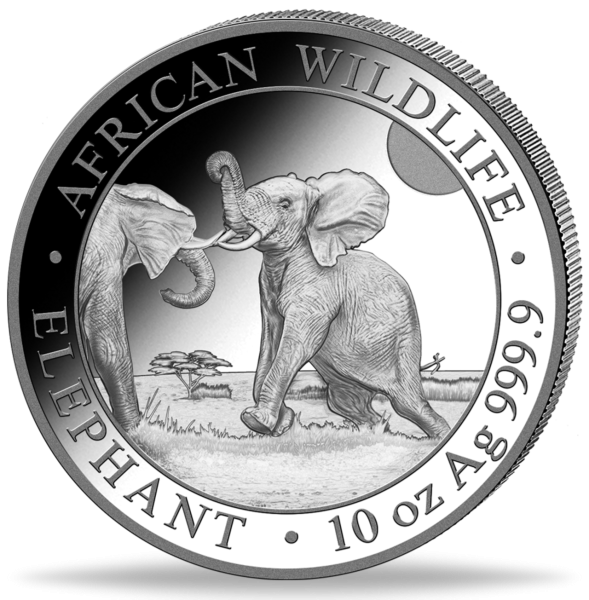 1.000 Shilling Elefant African Wildlife 10 Unzen Silber - Münze Vorderseite