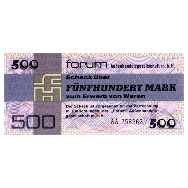 500 Mk Forum Scheck - Vorderseite