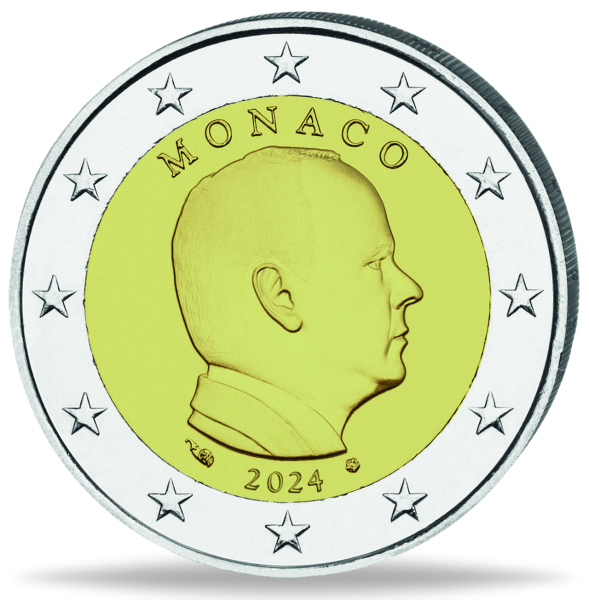 Monaco, 2 Euro-Kursmünze Albert II., 2024, bfr. - Münze Vorderseite