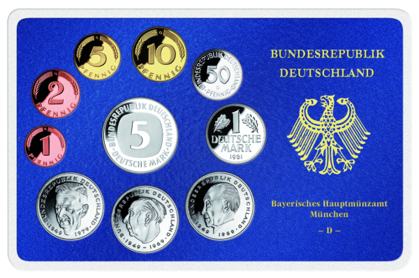 Offizieller BRD-Kursmünzensatz „1981 - PP - D, F, G, J“