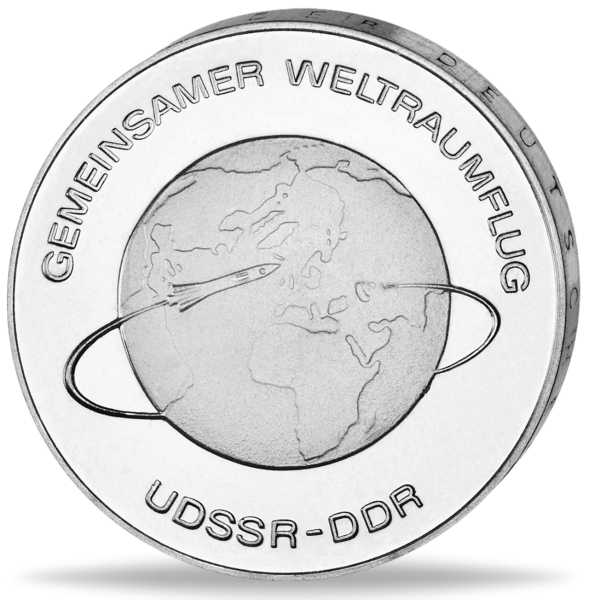 10 Mark der DDR Gemeinsamer Weltraumflug Silberprobe - Münze Vorderseite