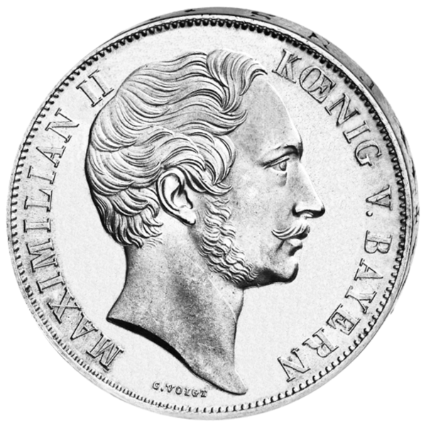 Doppelgulden 1855 Mariensäule, König Maximilian II. - Silber - Münze Vorderseite