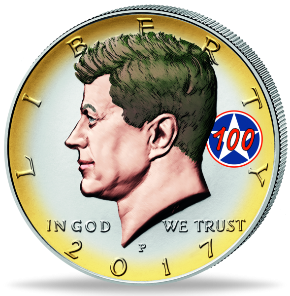 1/2 US Dollar 100 Jahre John F. Kennedy - Vorderseite Farbmünze