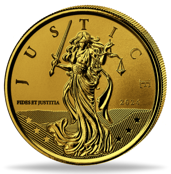 Gibraltar 10 Pfund Lady Justice 1 Unze Gold 2024 - Münze Vorderseite