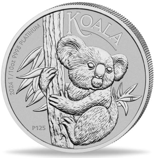 Australien 15 AUS-$ Koala 1/10 Unze Platin 2024 - Münze Vorderseite